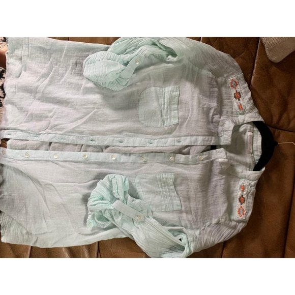 Promod thin mint blouse button up top - Picture 4 of 10